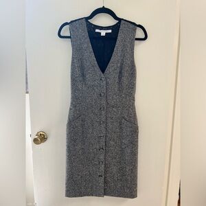 Diane Von Furstenberg Gray Tweed Wool Dress, Size 4